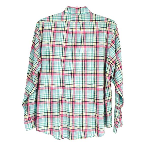 Brooks Brothers Shirt Mens XL Green Pink Plaid Irish Linen Button Up Extra Large - Picture 10 of 10